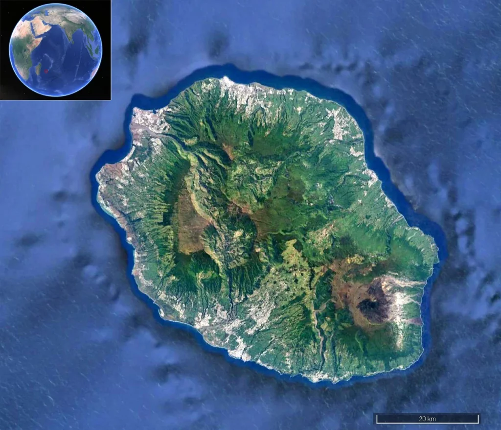 Localisation de l'île de La Réunion dans l'océan Indien